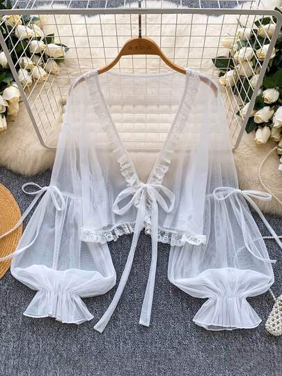 GlowEve CURVE Plus Size Women Mesh Jacket, Suitable For Spring/Summer Dating, Romantic, Versatile, Casual Vacation Wear