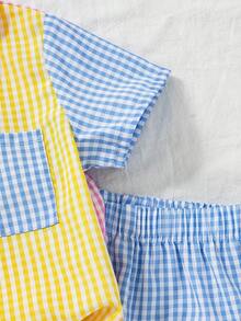 SHEIN Vintaside Kids Bộ áo sơ mi và quần short họa tiết thời trang đường phố cho bé trai. - Nhiều màu - Xem 8