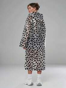 Capa de chuva moderna em EVA com estampa de leopardo - Leve, portátil e ideal para todas as estações, com capuz ajustável, mangas compridas e bolsos laterais para atividades ao ar livre. Capa de chuva elegante e durável, com estampa de leopardo, capa de chuva de alta qualidade. - Multicolorido - Ver 6