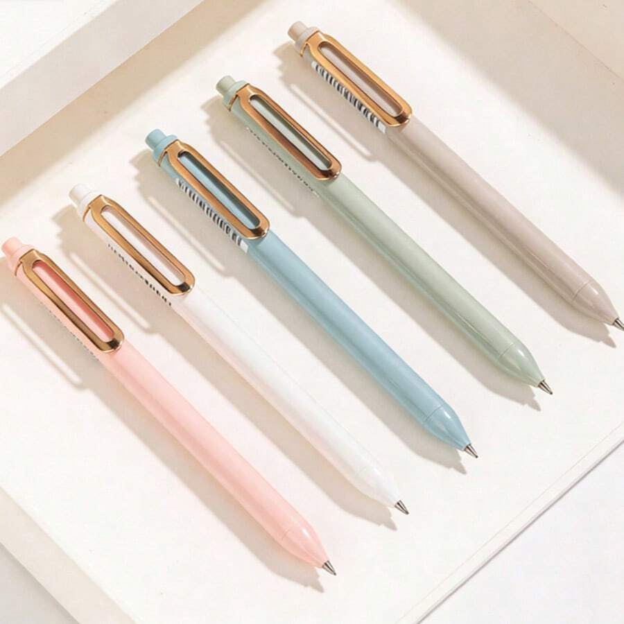 5 Piezas Juego de Bolígrafos de Gel Retráctiles de 0.5mm, Agarre Cómodo y Tinta de Larga Duración, Bolígrafos Versátiles para Uso Diario, Papelería de Oficina y Regalos Perfectos de Graduación - Multicolor - Ver 1