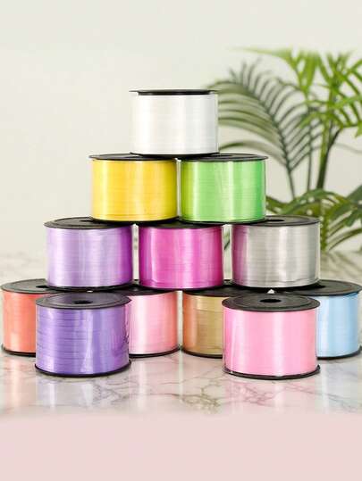 1卷纯色金属卷曲丝带，用于工艺品、礼品和装饰 - 100码卷曲气球丝带，用于婚礼、生日等！