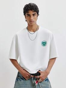 TOKVUE 男士时尚个性化标语印花T恤 - 白色 - 查看 2