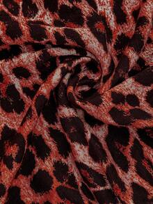 Lyckli Conjunto de 2 piezas de top halter sin espalda y shorts con estampado de leopardo para maternidad - Rojo - Ver 6