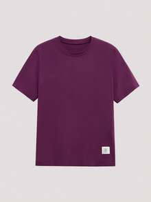Whitmere Men's Shirt, Urban Casual Solid Color, Relaxed Fit, Spring Summer - Purple - View 2