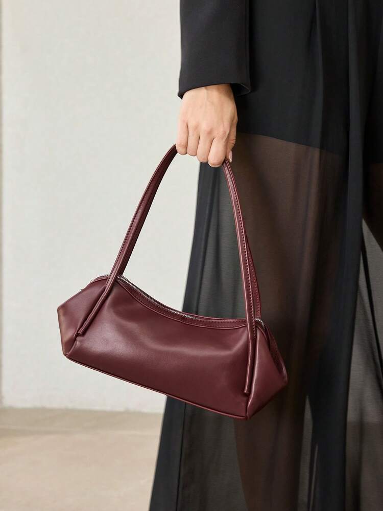 WOMEN'S SHOULDER BAG, EXQUISITE BURGUNDY BAG, SIMPLE DAILY VERSATILITY
