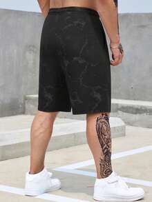 Manfinity Homme Men's Summer Casual Tie-Dye Print Shorts - Black - View 2