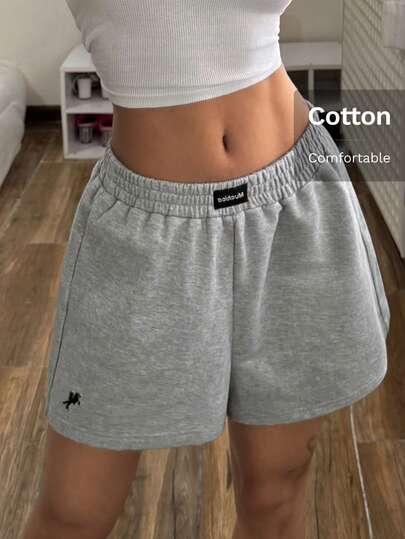 Muchica Cotton Casual Grey Knit Wide Leg Shorts For Women,Summer/Spring Clothes Women,Going Out Outfits,Sport Wear