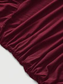 ROMWE Goth Plus Size Sexy Butterfly Lace Patchwork Minimalist Versatile Long Camisole And Tank Top - Burgundy - View 4