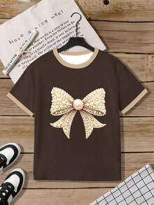 Tween Girls' Butterfly Print Short Sleeve 2-Piece Set, Casual & Comfortable, Fashionable For Spring/Summer, Versatile For Outdoor, Sports, Photography, Home, School, Festivals, Gifts - Multicolor - View 4
