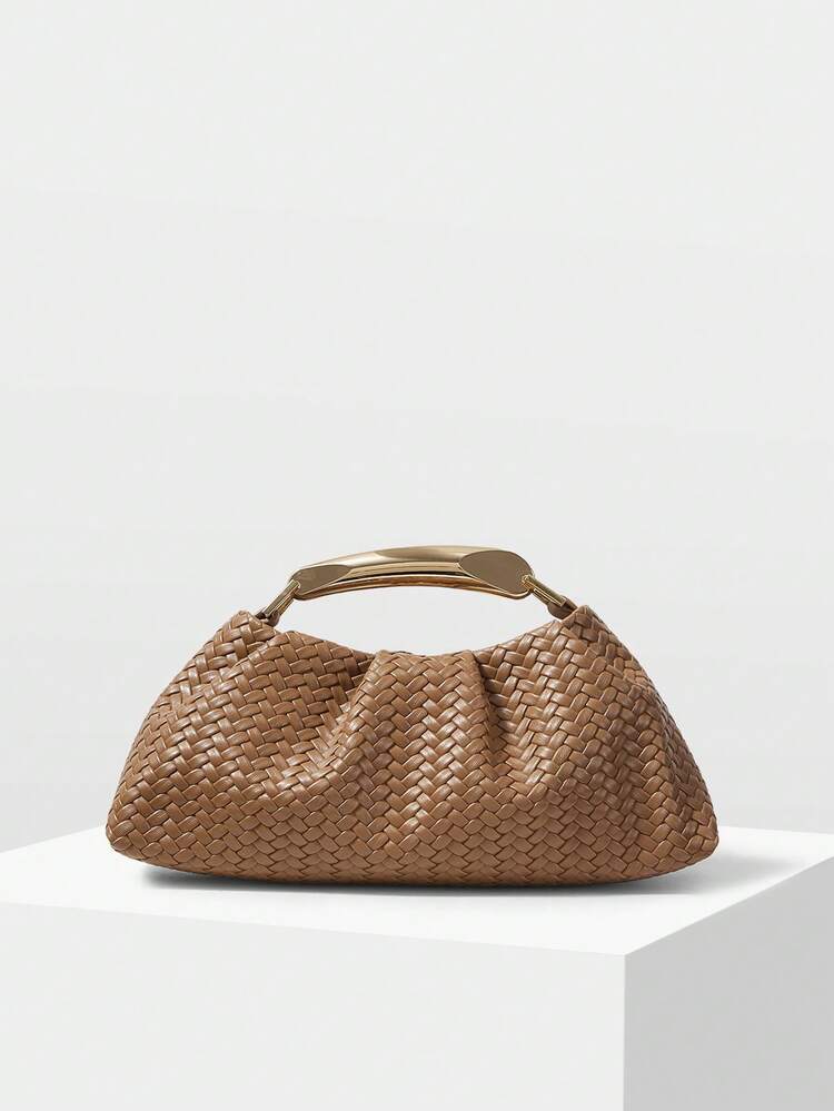 LADIES PU WOVEN EMBOSSED, FINE HARDWARE, HANDBAG
