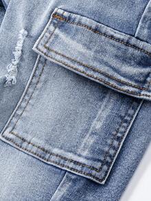 Toddler Boys' Casual Elastic Washed Blue Denim Jeans, Comfortable & Versatile - Blue - View 3