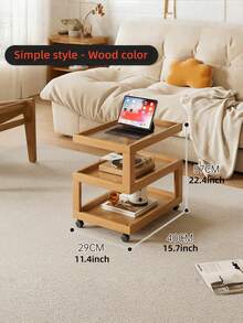 Mesa lateral de sala de estar de diseño geométrico estético de madera sólida, mesa de noche de madera de alcanfor, mesa de noche móvil con estantería de cabecera, mesa lateral pequeña de bambú simple y moderna, gabinete de almacenamiento multifuncional creativo para uso doméstico, estantería de almacenamiento para la sala de estar. - Multicolor - Ver 12