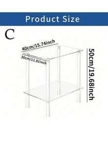 Acrylic Transparent Side Table, 2-Layer Living Room End Table, Small Modern Bedside Cabinet Home Decor Table Shelf For Office, Bedroom, Living Room, Study - Transparent - View 10
