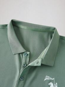 Officeau Polo homme à manches courtes respirant de couleur unie, été, sports et extérieur - tennis et golf - Vert - Voir 3