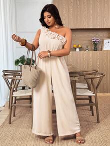 Weeklong Bộ jumpsuit thời trang, thoải mái, phong cách Pháp cổ điển, thanh lịch, thích hợp cho kỳ nghỉ, đi làm, với chi tiết bèo nhún ở vai. - Màu Khaki - Xem 4