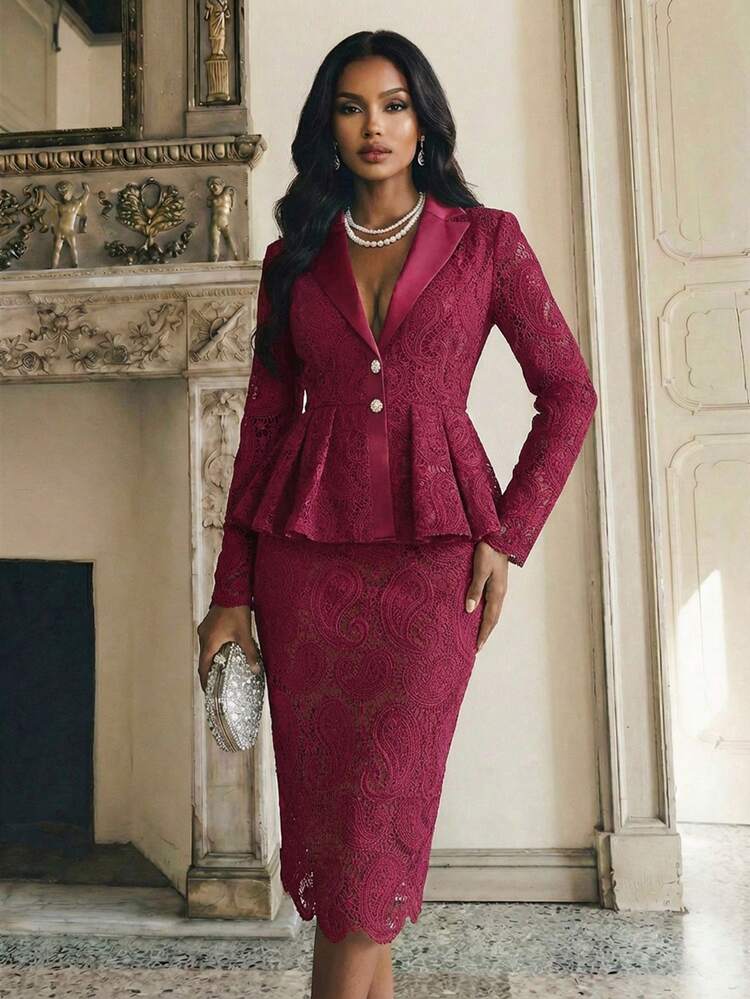New Elegant Water-Soluble Lace 2 Pieces Set For Commuting