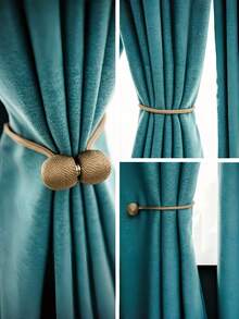 1PC Curtain Tieback Magnetic Holder Cord Strap Decorative Tie Band Headphone Cable Organizer Hook Home Accessory - A - View 2