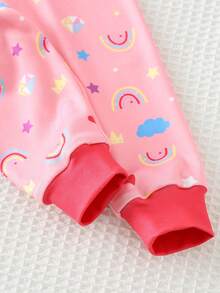Cozy Pixies Bộ đồ ngủ ôm sát cho bé gái, họa tiết kỳ lân hoạt hình dễ thương phát sáng trong bóng tối, áo tay ngắn cổ tròn bằng vải dệt kim mềm mại và quần legging cạp chun, 2 món. - Hồng - Xem 8