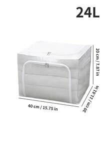 Transparent PVC Storage Box, Large Waterproof Steel Frame Household Clothing And Bedding Storage Box, Foldable Wardrobe Storage Box, Bedroom Storage Box - White - View 9