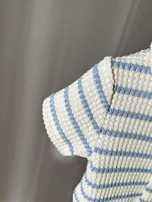 SHEIN Vintaside Kids 男女宝宝通用新生儿至1岁套装，杏色短袖上衣和短裤套装，质感面料，适合宝宝夏季外出穿着，为服装增添质感和品质 - 彩色 - 查看 5