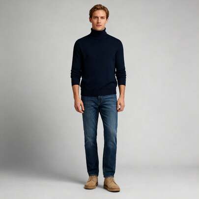 Suéter de Cuello Alto para Hombre en Tejido de Punto Fino: Estilo Clásico, Corte Regular y Variedad de Colores Para Salidas con Amigos, Casual y Formal a temporal, Verano, Primavera, Invierno y Otoño