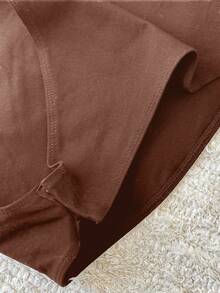 Tseoso 95%纯棉露肩连体衣，百搭休闲装，棕色 - 棕色 - 查看 6