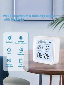 Teckwe 涂鸦 Wi-Fi 温湿度传感器 | 温湿度计，支持 App 远程控制，兼容 SmartLife，集成 Alexa 语音助手，智能家居背光，桌面级 ABS 材质（客户需自行准备三节 AAA 干电池。） - 多色 - 查看 1