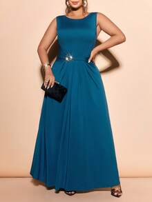 Cravure Plus Size Dresses - Teal Blue - View 5