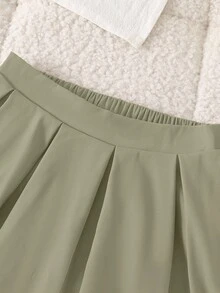Elladie kids 女童复古西装背心和百褶裙两件套，优雅通勤休闲装 - 薄荷綠 - 查看 8