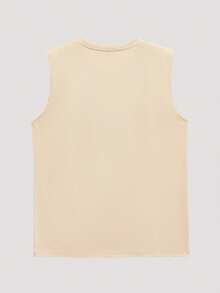 Open Phase 男士休闲太阳印花无袖背心，夏季 - 卡其色 - 查看 2