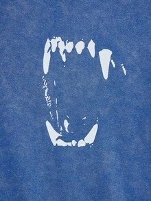 Modcrash Men's Casual Dropped Shoulder T-Shirt With Funny Lip Print, Summer - Royal Blue - View 4