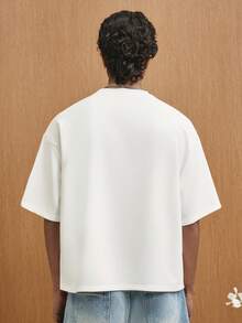 TOKVUE Men's Round Neck Letter Embroidered Casual Versatile Daily Wear Short Sleeve T-Shirt - Black - View 3