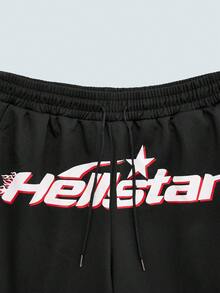 Modcrash Men's Letter & Star Print Casual Athletic Shorts - Black - View 3