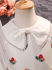 SHEIN 少女碎花无袖休闲连衣裙，彼得潘领 - 彩色 - 查看 8