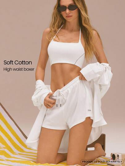 GLOWMODE 棉混纺 Big Softie 高腰超柔软轻盈抽绳系腰平角内裤 日常休闲装