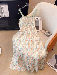 GlowEve Vestido con estampado de tulipanes, vestido de verano sin mangas con diseño floral artístico para vacaciones - Multicolor - Ver 2