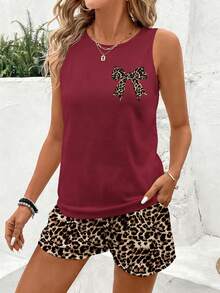 EMERY ROSE Bộ đồ nữ gồm áo tank top cổ tròn và quần short, thích hợp cho mùa hè. - Nhiều màu - Xem 3