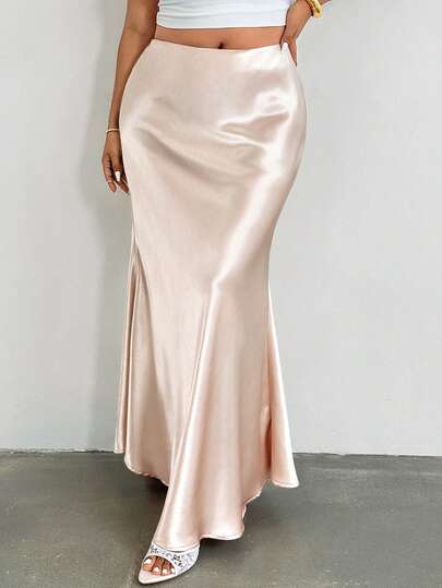 Firerie Elegante vestido largo de satén dorado de cintura alta con estilo de sirena, romántico y vintage, adecuado para una cita en el Día de San Valentín