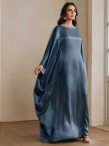 Anewsta Elegante bata de tela brillante azul, adecuada para fiestas y reuniones de primavera/verano - Azul - Ver 4