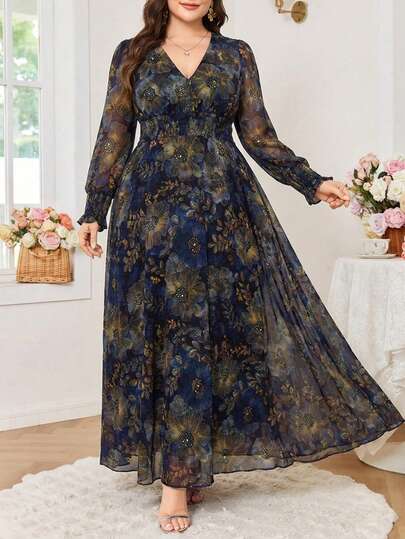 Reflora Plus Size Elegant Floral Print V-Neck Waist Tie Dress, Autumn
Summer Dresses For Women,Summer Outfits For Women,Spring Dress Women,Easter Dress Women,Festival Dresses,Elegant Dresses For Party, Elegant Party Dresses For Women,Beach Outfit For Women,Wedding Guest Dress For Women, Wedding Party Dress, Weddings & Events,Luxury Evening Dresses For Weddings, Bridesmaid Dress, Dress For Wedding Guest, Graduation Dress For Women, Graduation Outfit For Mother,Graduation Ceremony,Going Out,Prom Dresses, Ball Gown,Birthday Outfits For Women, Birthday Dresses For Women,Elegant Dresses For Women,Elegant Dresses For Party, Elegant Dresses For Ladies,Elegant Long Dress,Casual Long Dress,Holiday Outfits For Women, Summer Holiday Outfits,Vacation Dresses,Luxury Evening Dresses For Women,Luxury Evening Dresses For Weddings, Formal Dresses For Women,Mother Of Groom Dress,Teal Dress Plus Size Elegant Floral Dresses For Women Floral Print Elegant Dress Long Sleeve Floral Dress V-Neck Floral Dress