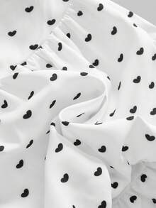 ROMWE Kawaii Heart Print Cat Tail Embroidery Bow Shorts - White - View 11