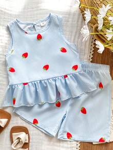 Souflis Souflis Bộ đồ hai mảnh cho bé gái gồm áo tank top cổ tròn không tay màu trơn và quần short rộng màu trơn, bộ đồ hai mảnh mùa hè cho bé gái, bộ đồ hai mảnh in hình dâu tây, quần áo mùa hè cho bé gái, bộ đồ dâu tây cho trẻ em, bộ đồ hai mảnh mùa hè cho trẻ em, bộ đồ dâu tây cho trẻ em, bộ đồ hai mảnh phong cách preppy mùa hè, bộ đồ bohemian mùa hè đồng bộ, bộ quần short dâu tây, bộ đồ đồng bộ cho trẻ em, bộ đồ phối hợp mùa hè cho bé gái, bộ đồ dâu tây hai mảnh cho trẻ em, quần áo mùa hè cho bé gái. - Màu xanh lam - Xem 10