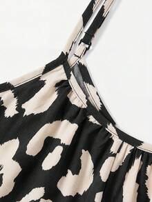 SHEIN Tween Girl Casual Vacation Fashionable Leopard Print Loose Jumpsuit - Black - View 6