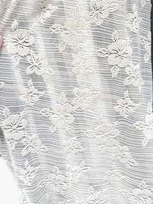 Selianne Damen Bluse mit einfarbiger Stickerei, Bindeband vorne, transparente Langarm - Weiss - Übersicht 4