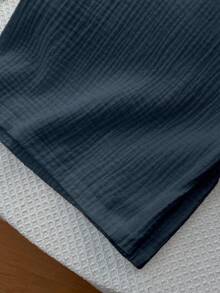 Elamini Pantalones casuales de verano para mujer de color blanco sólido, con cintura con cordón, bolsillos, de algodón puro, estilo cómodo y relajado, pantalones versátiles - Azul Marino - Ver 4