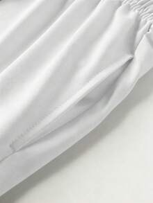 Claim Dot Pantalones cortos sueltos para hombres con estampado de expresión y cintura con cordón - Blanco - Ver 3