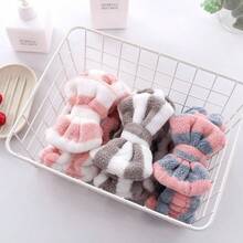 1个公主风蝴蝶结发帽，超强吸水女士包，头巾，条纹浴帽，速干加厚干发巾 - 彩色 - 查看 3