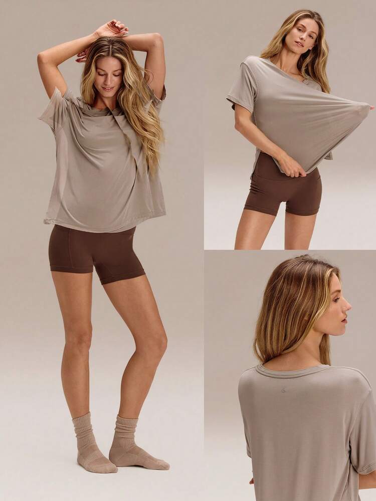 Tencel Modal Oversized Everymode Tee Daily Casual Summer Compression Shirt