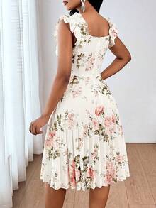 SHEIN Lady 女士印花褶皱时尚约会派对迷你连衣裙 - 彩色 - 查看 2