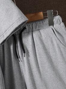 2pcs Teen Boys' Fashionable Grey Polo Shirt And Knit Shorts Set,Summer Soft And Comfortable Fabric,Suitable For Outings,Photography,Sports & Casual - Grey - View 5